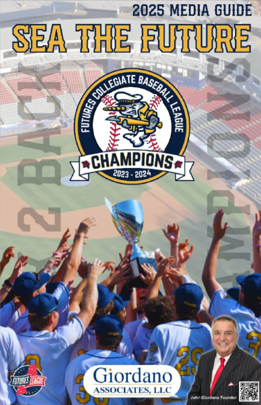Baseball team celebrating while lifting championship trophy